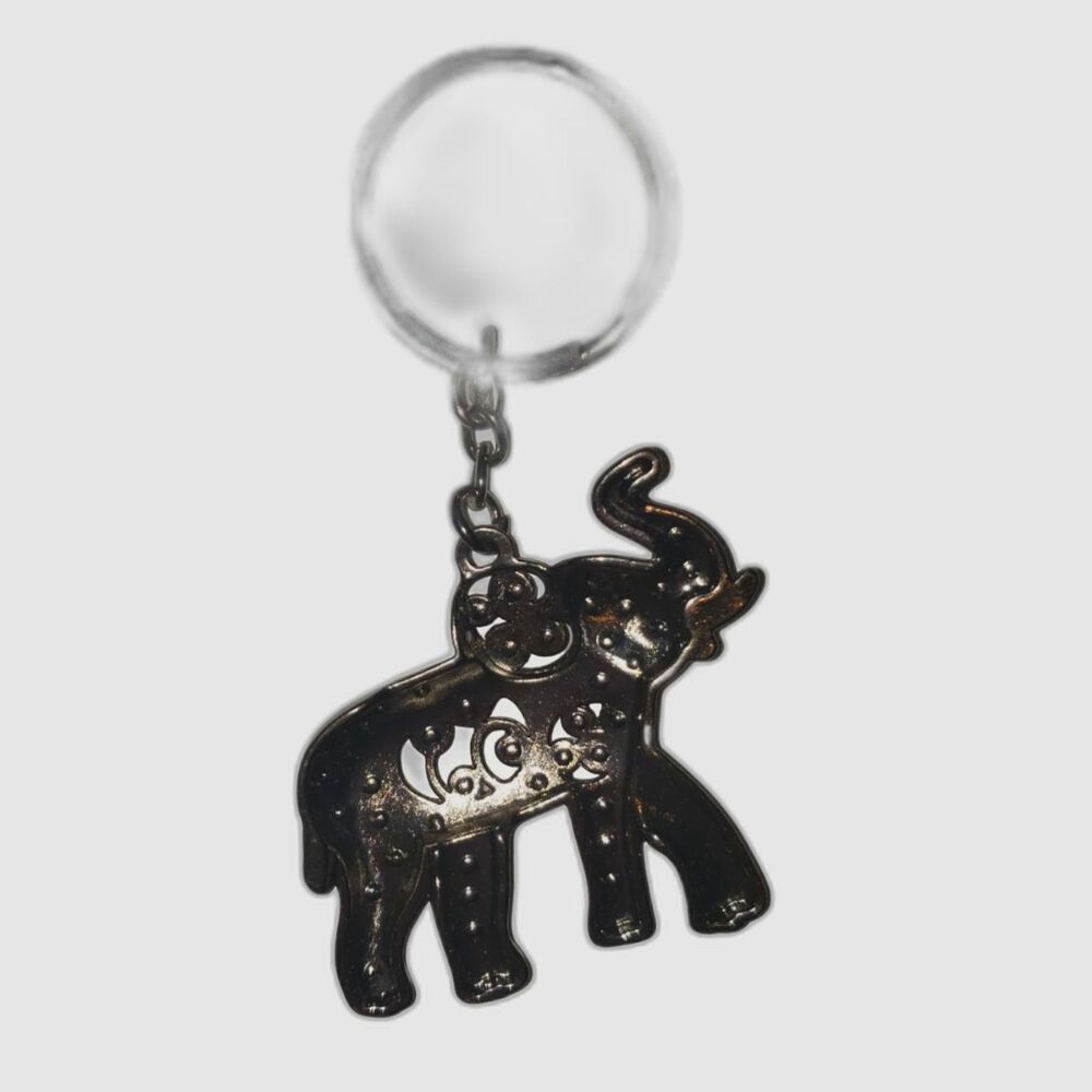 Elephant Keyring Silver with Rhinestones - Picture 2 of 3